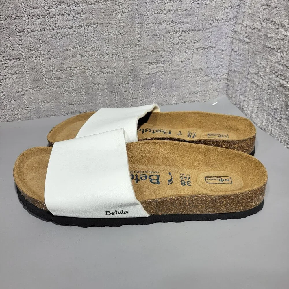 Betula By Birkenstock Reggae Unisex Size US L7 M5 White Birko-Flor Slide Sandal